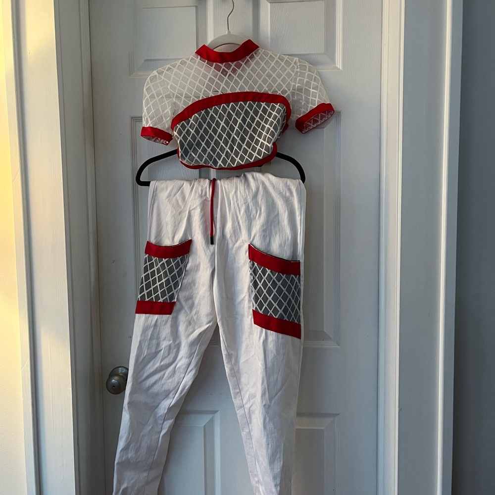 Revolution White and Red Adult Snall Hip Hop Dance Costume - Picture 3 of 4